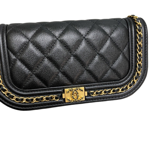 Chanel Quilted Flap Bag Grained Calfskin Black