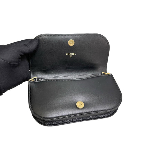 Chanel Quilted Flap Bag Grained Calfskin Black