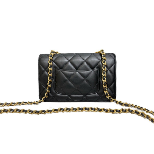 Chanel Quilted Wallet On Chain Lambskin Black
