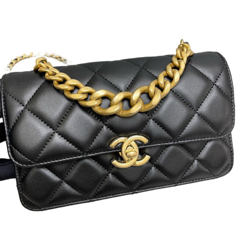 Chanel Quilted Wallet On Chain Lambskin Black