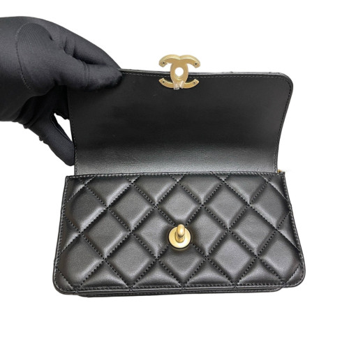 Chanel Quilted Wallet On Chain Lambskin Black