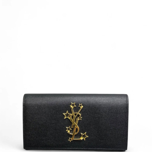 Yves Saint Laurent Continental Wallet Shiny Caviar Calfskin Black