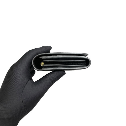 Yves Saint Laurent Continental Wallet Shiny Caviar Calfskin Black