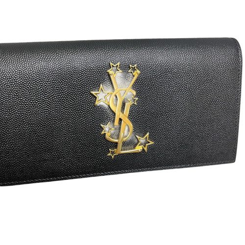 Yves Saint Laurent Continental Wallet Shiny Caviar Calfskin Black