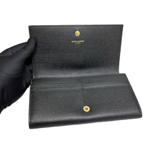 Yves Saint Laurent Continental Wallet Shiny Caviar Calfskin Black