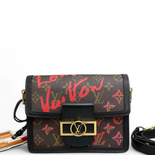 Louis Vuitton Dauphine Mini Monogram Macassar Brown Black Red