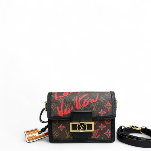 Louis Vuitton Dauphine Mini Monogram Macassar Brown Black Red