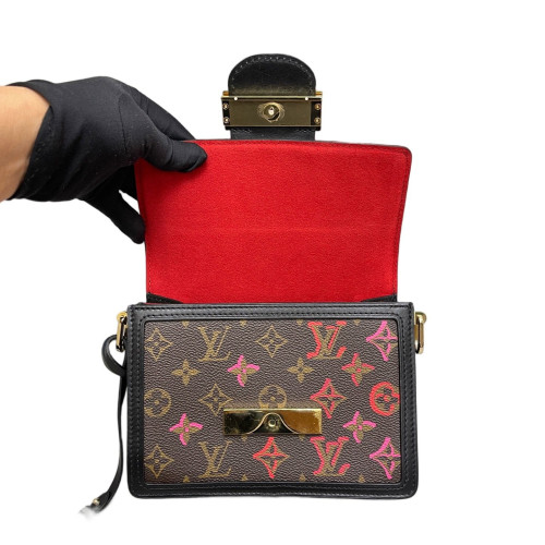 Louis Vuitton Dauphine Mini Monogram Macassar Brown Black Red