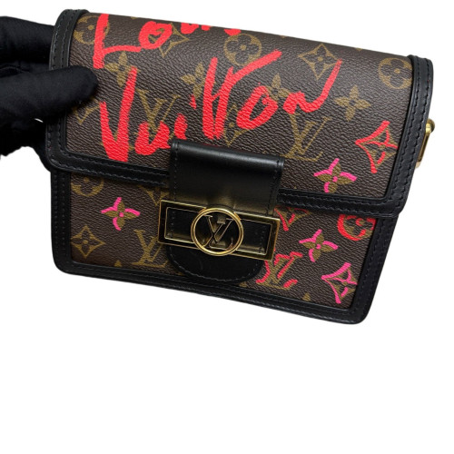 Louis Vuitton Dauphine Mini Monogram Macassar Brown Black Red