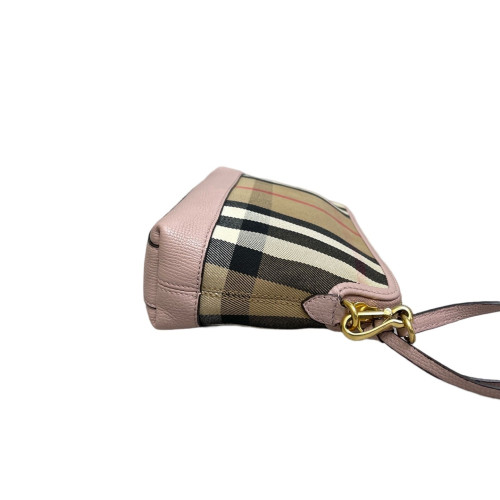 Burberry Shoulder Bag House Check Grained Calfskin Light Pink Khaki Black