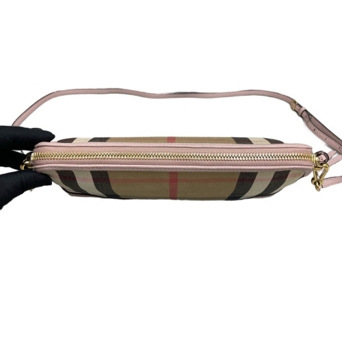 Burberry Shoulder Bag House Check Grained Calfskin Light Pink Khaki Black