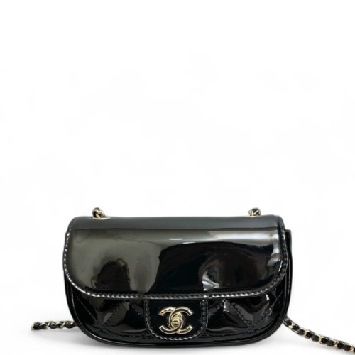 Chanel Quilted Flap Bag Patent Calfskin Black