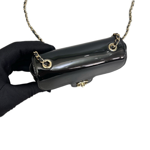 Chanel Quilted Flap Bag Patent Calfskin Black
