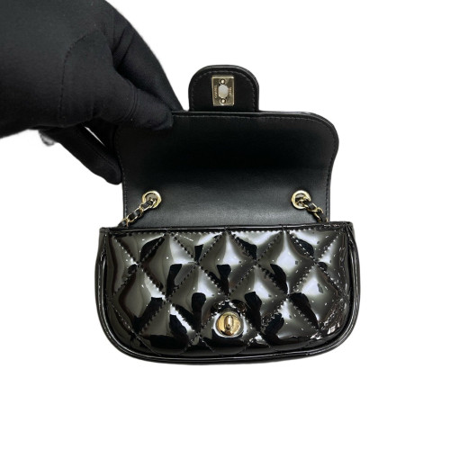 Chanel Quilted Flap Bag Patent Calfskin Black