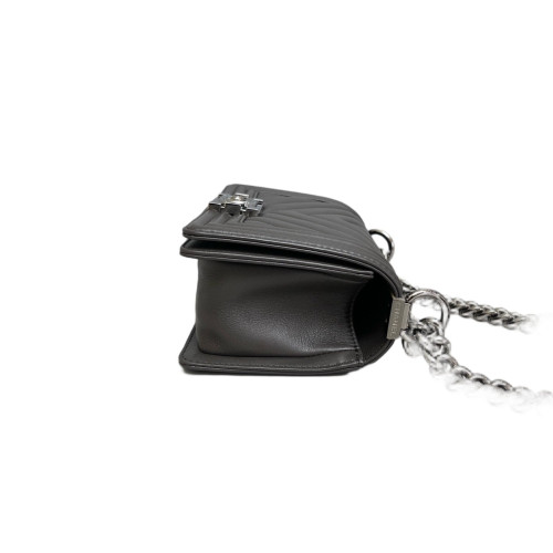 Chanel Chevron Quilted Mini Boy Flap Calfskin Dark Grey