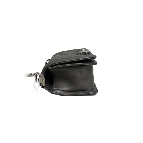 Chanel Chevron Quilted Mini Boy Flap Calfskin Dark Grey