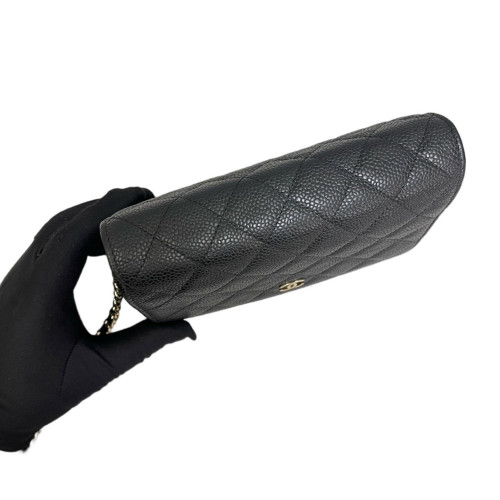 Chanel Quilted Wallet On Chain WOC Grained Calfskin Black