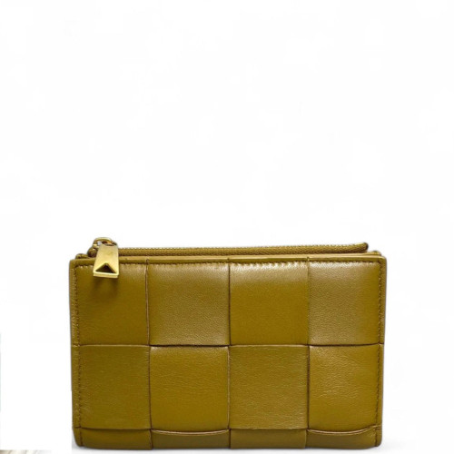 Bottega Veneta Compact Wallet Calfskin Maxi Intrecciato Copper
