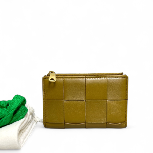 Bottega Veneta Compact Wallet Calfskin Maxi Intrecciato Copper