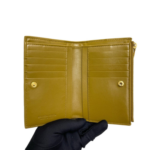 Bottega Veneta Compact Wallet Calfskin Maxi Intrecciato Copper