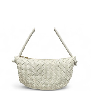 Bottega Veneta Shoulder Bag Calfskin Intrecciato White