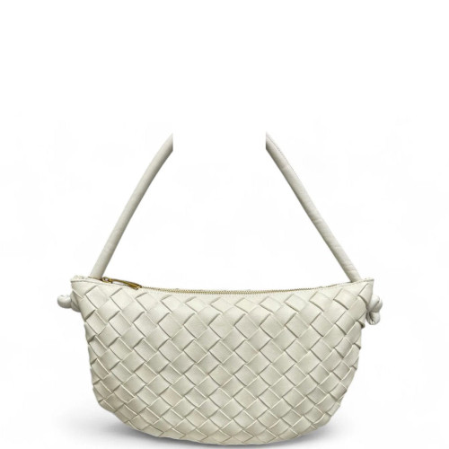 Bottega Veneta Shoulder Bag Calfskin Intrecciato White