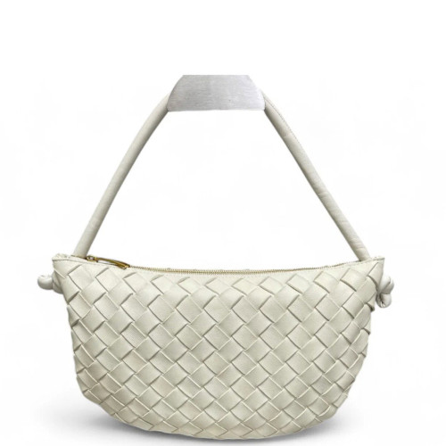 Bottega Veneta Shoulder Bag Calfskin Intrecciato White