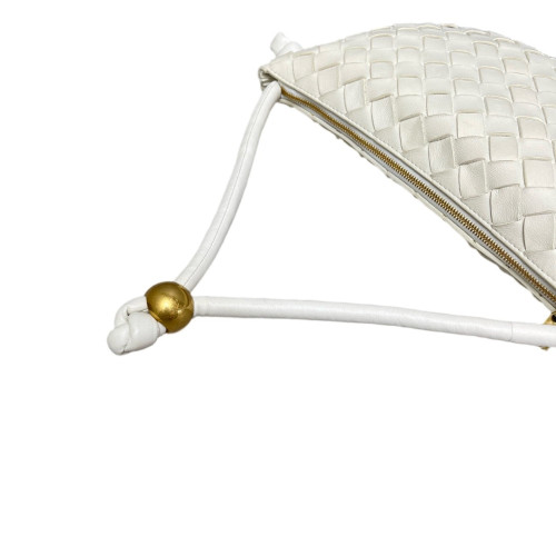 Bottega Veneta Shoulder Bag Calfskin Intrecciato White