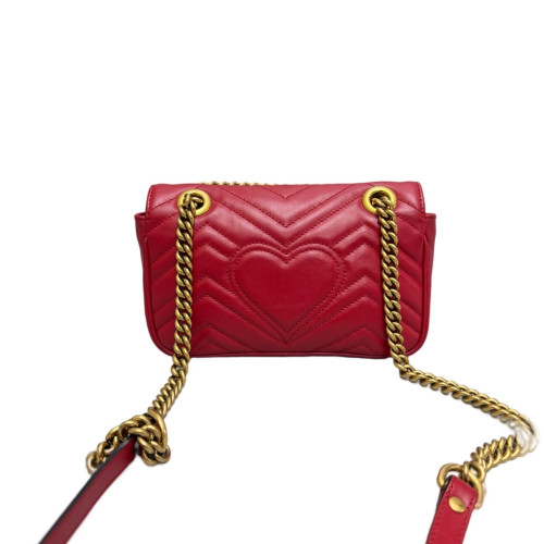 Gucci Chevron Small GG Marmont Calfskin Red