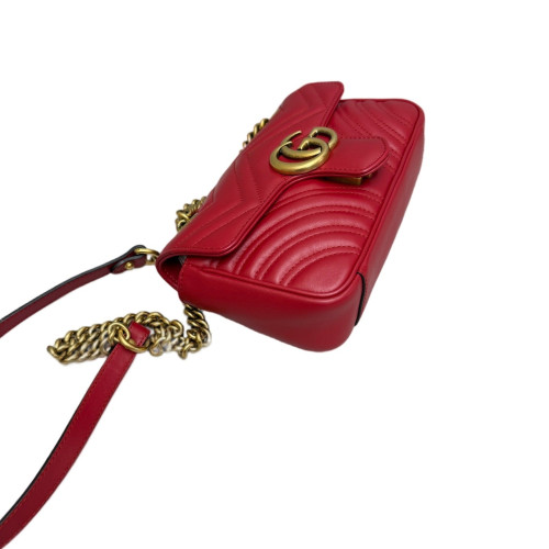Gucci Chevron Small GG Marmont Calfskin Red