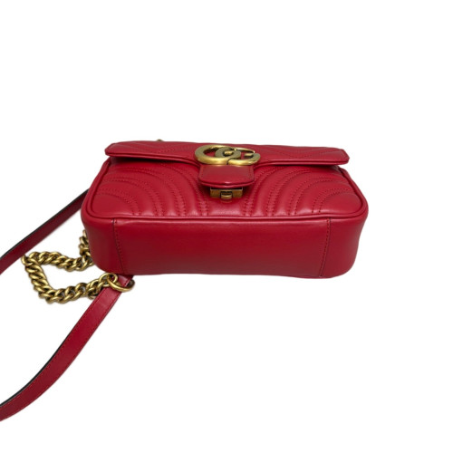 Gucci Chevron Small GG Marmont Calfskin Red