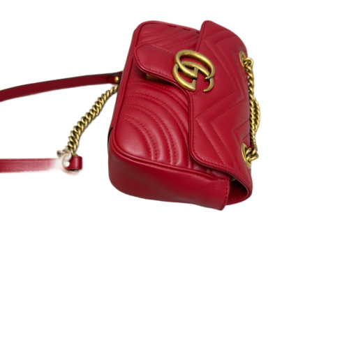 Gucci Chevron Small GG Marmont Calfskin Red