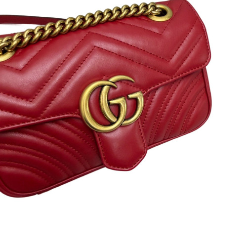 Gucci Chevron Small GG Marmont Calfskin Red