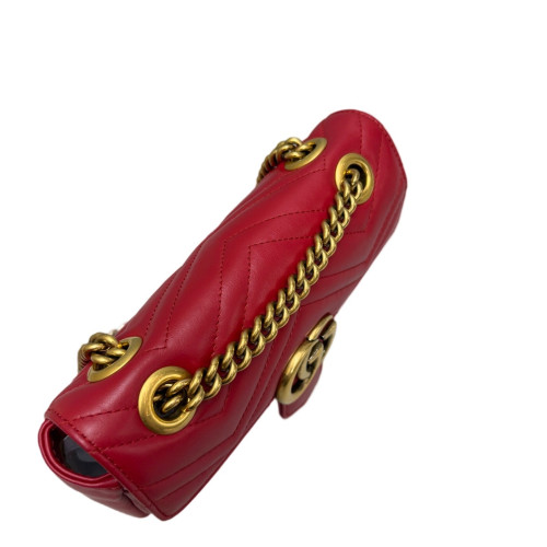 Gucci Chevron Small GG Marmont Calfskin Red