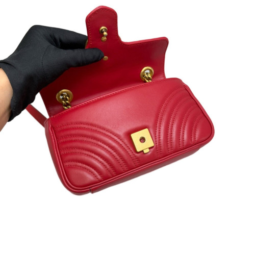 Gucci Chevron Small GG Marmont Calfskin Red