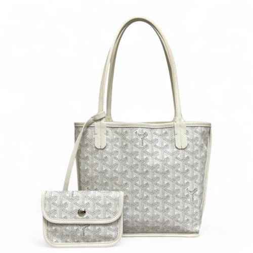 Goyard Anjou Mini Goyardine White Grey Goyard Anjou Mini Goyardine White Grey