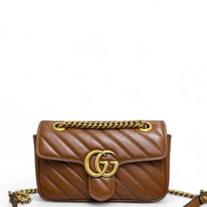 Gucci Matelasse Mini GG Marmont Calfskin Tan