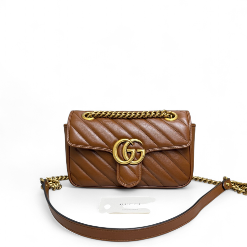 Gucci Matelasse Mini GG Marmont Calfskin Tan