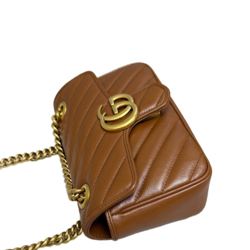 Gucci Matelasse Mini GG Marmont Calfskin Tan