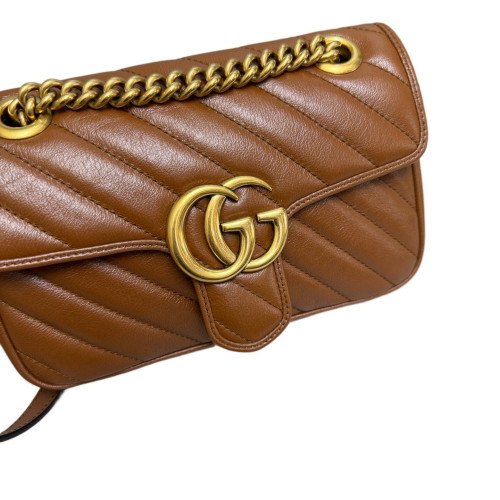 Gucci Matelasse Mini GG Marmont Calfskin Tan