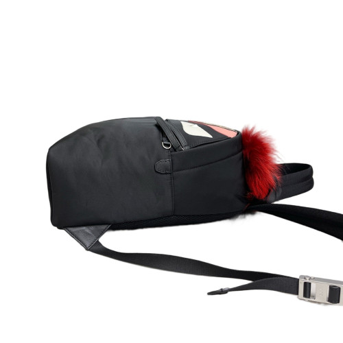 Fendi Monster Eyes Medium Backpack Nylon Calfskin Snakeskin Black Pink White