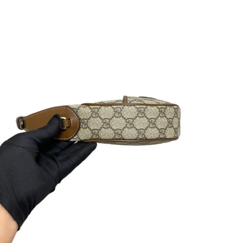 Gucci Mini Ophidia Half Moon Hobo GG Supreme Monogram Tan