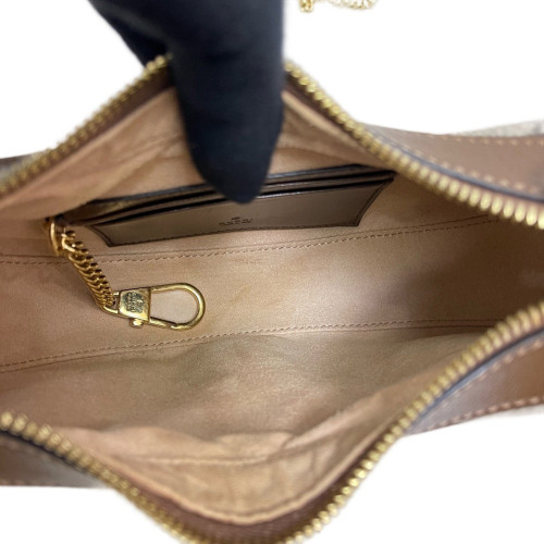 Gucci Mini Ophidia Half Moon Hobo GG Supreme Monogram Tan