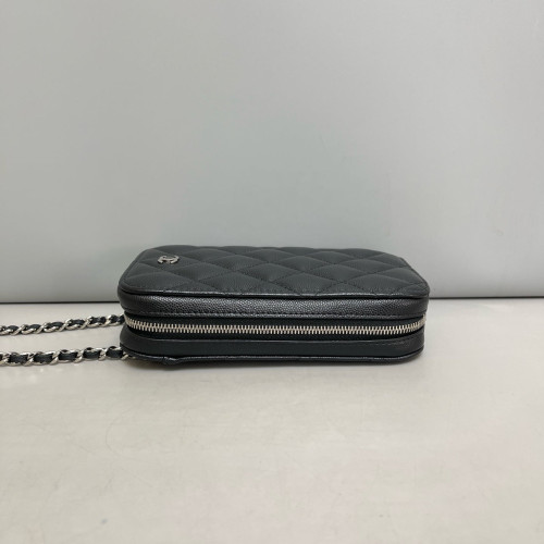 Chanel Quilted Phone Holder Grained Calfskin Black Chanel Quilted Phone Holder Grained Calfskin Black