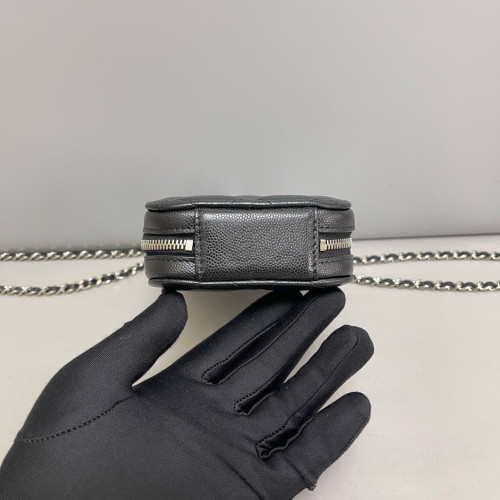 Chanel Quilted Phone Holder Grained Calfskin Black Chanel Quilted Phone Holder Grained Calfskin Black