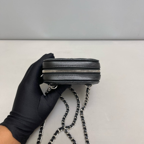 Chanel Quilted Phone Holder Grained Calfskin Black Chanel Quilted Phone Holder Grained Calfskin Black