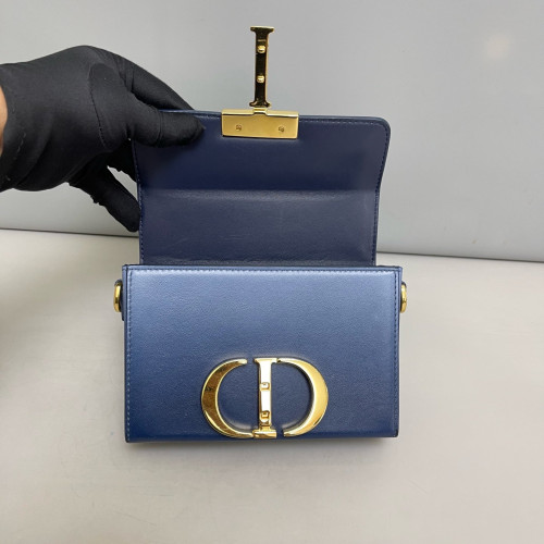 Dior 30 Montaigne Mini Box Bag Calfskin Blue