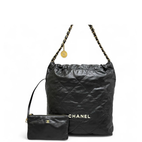 Chanel Quilted Medium 22 Calfskin Black