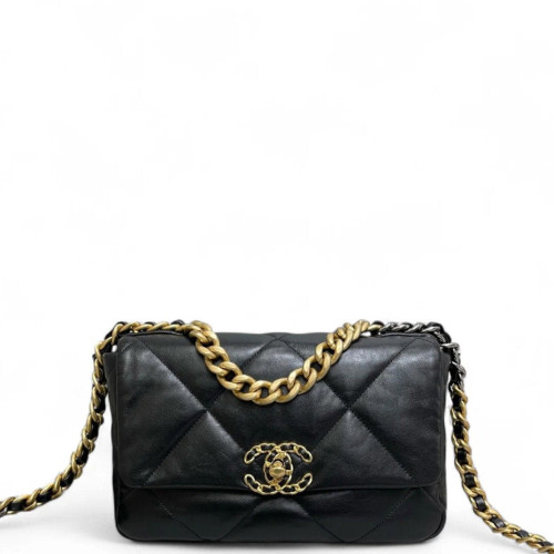 Chanel Quilted Small 19 Flag Lambskin Black Chanel Quilted Small 19 Flag Lambskin Black