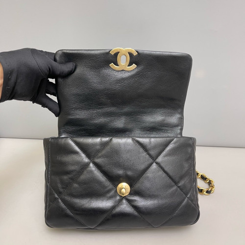 Chanel Quilted Small 19 Flag Lambskin Black Chanel Quilted Small 19 Flag Lambskin Black